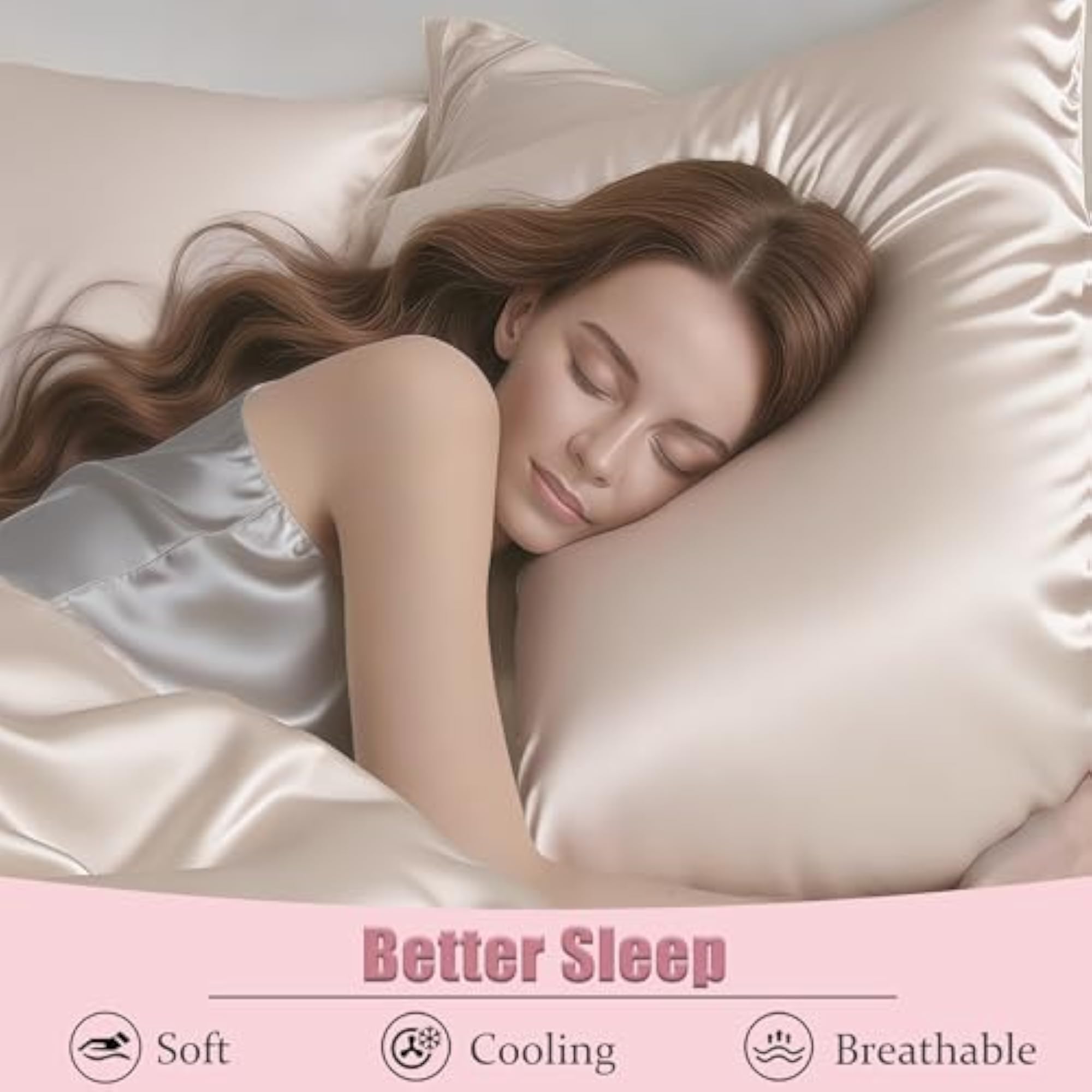 Mulberry Silk Pillow Cases with Zipper, Queen Size